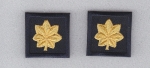 MAJ Major Oak Leaf MEDIUM GOLD on MIDNIGHT NAVY rank insignia collar patches 1.25"